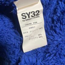 SY32bySWEETYEARS■良品！ロゴ刺繍ワッペン付きファーリーフリースパーカー　 L〜XL相当　フーディー　エスワイサーティトゥ　ふわもこ_画像9