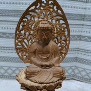 仏像阿弥陀如来像、木製。開運。