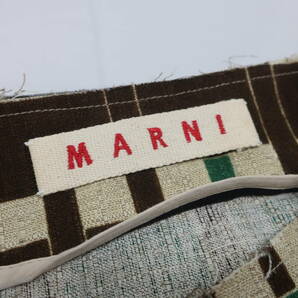 【送900円】 8117 MARNI マルニ イタリア製 リネンブレンドタイトスカート 総柄 38 麻混 カットオフの画像6