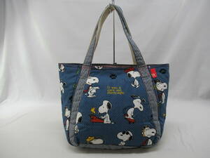 【送900円】　7911　最終　ROOTOTE×PEANUTS　ルートート×ピーナッツ　トートバッグ　肩掛けかばん　布バッグ　ブルー