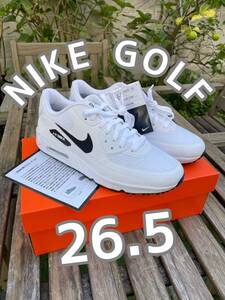 ナイキ ゴルフ26.5 NIKE AIRMAX90 GOLF エアマックス90 ゴルフ ゴルフシューズ スパイク スパイクレス ホワイト 白