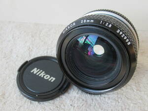 Nikon NIKKOR 28mm F2.8 ニコンレンズ マニュアルフォーカス　前後レンズキャップ付　現状品