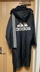 ベンチコート アディダス adidas アウター 中綿 裏ボア ヴィンテージ 黒　メンズ　L 防寒　野球　サッカー　ナイキ　