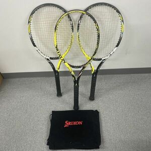 S103-CH2-404 SRIXON スリクソン テニスラケット 3本セット 収納袋付き ネット付き イエローカラー ②