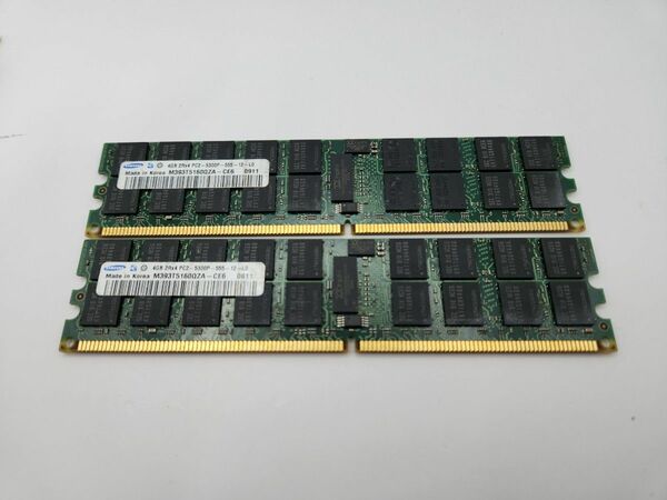 SAMSUNG製 ECCメモリ DDR2 4GB×2 合計8GB ジャンク品 PC2-5300P M393T5160QZA-CE6
