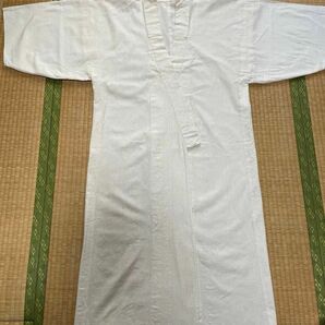 行衣　滝衣　白着物(つぼ袖) 木綿　男物　着丈124cm裄61cm 同布幅広紐1本　昭和レトロ　
