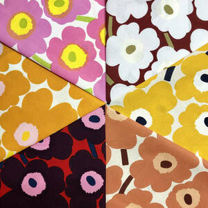 marimekko　カットクロス／はぎれ　ミニウニッコ　32×30cm　６色セット　B　マリメッコ