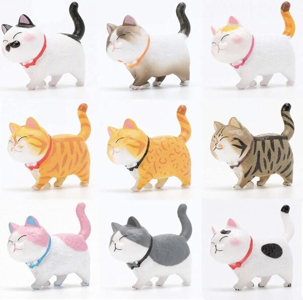 新品 ネコちゃんマグネットの9匹セット 3D立体デザイン 可愛いマグネット オレンジ色