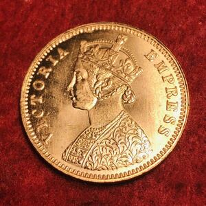 イギリス　ビクトリア女王　イギリス領インド　1887年　銅貨　希少　古銭　