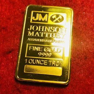 イギリス JOHNSON MATTHEY 1オンス ゴールドバー　大型金貨　カプセル付き