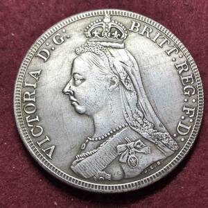 イギリス　銀貨　1887年　ヴィクトリア女王　ハノーヴァー朝第6代女王 初代インド皇帝（女帝）古錢　貿易銀　大型銀貨 