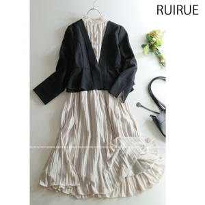 RUIRUE BOUTIQUE ルイルエブティック★大人可愛い♪ジャケット＆ハイネックシフォンプリーツワンピース・セットアップスーツ