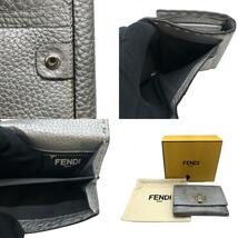 フェンディ FENDI セレリアミディアムウォレット ８M0359 シルバー レザー 二つ折り財布 レディース 中古_画像10