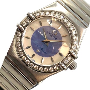  Omega OMEGA Constellation blue shell / white shell blue wristwatch used 