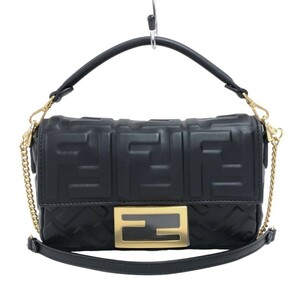 フェンディ FENDI バゲット スモール 8BS017 ブラック ゴールド金具 ナッパレザー ハンドバッグ レディース 中古