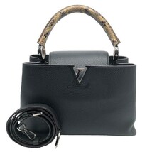 ルイ・ヴィトン LOUIS VUITTON カプシーヌMM N92800 ブラック×パイソン ハンドバッグ レディース 中古_画像1