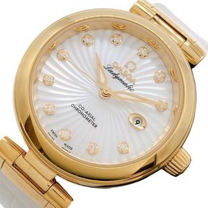  Omega OMEGA De Ville reti matic white shell 425.63.34.20.55.00?2 white × Gold K18YG wristwatch lady's used 
