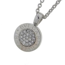 ブルガリ BVLGARI ブルガリブルガリ パヴェダイヤモンド ペンダント ネックレス K18WG ジュエリー 中古_画像1