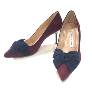  Manolo Blahnik Manolo Blahnik ribbon motif suede pumps bordeaux series pumps lady's used 