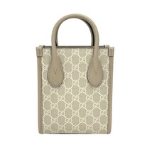 グッチ GUCCI インターロックイングG ミニトートバッグ 671623 ベージュ GGスプリーム トートバッグ レディース 中古_画像2