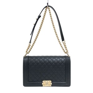 シャネル CHANEL ボーイシャネル28 A92193 28番台 ブラック ゴールド金具 キャビアスキン ショルダーバッグ レディース 中古