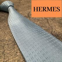 ☆極美品☆送料無料☆HERMES エルメス ネクタイ 高級シルク H柄 H織 ファソネH_画像1