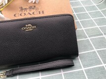 COACH コーチ 財布 長財布 ギフト 新品 プレゼント ブランド ストラップ付き ロゴ シグネチャー 小銭入れあり レザー ウォレット C215_画像3