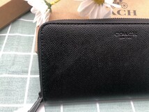 財布 COACH 長財布 コーチ プレゼント ブラック メンズ 新品 未使用 ラウンドファスナー レザー 小銭入れあり ブランド A196_画像2