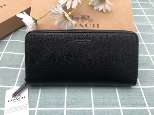 財布 COACH 長財布 コーチ プレゼント ブラック メンズ 新品 未使用 ラウンドファスナー レザー 小銭入れあり ブランド A196