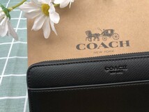 COACH コーチ 財布 長財布 ブラック メンズ 小銭入れあり 新品未使用 ラウンドファスナー レザー プレゼント ウォレット C191_画像8