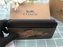 COACH コーチ 財布 長財布 プレゼント 贈り物 レザー ウォレット 新品 ブランド メンズ レディース シグネチャー ギフト ズック 迷彩A155_画像3