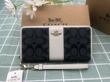 コーチ COACH 財布 長財布 ロゴ 贈り物 シグネチャー ズック レザー ストラップ付き ウォレット ギフト プレゼント ブランド 新品 C141_画像1