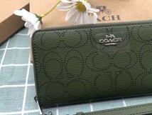 コーチ COACH 財布 長財布 プレゼント グリーン ロゴ 新品 シグネチャー 贈り物 ウォレット ブランド ギフト メンズ レディース C100_画像5