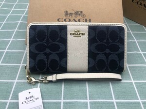 コーチ COACH 財布 長財布 ロゴ シグネチャー ズック レザー 贈り物 新品 ストラップ付き ウォレット ギフト プレゼント ブランド A141