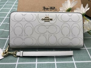 コーチ COACH 財布 長財布 プレゼント ロゴ シグネチャー ホワイト 贈り物 レディース 新品 未使用 ギフト ストラップ付き ブランド C043