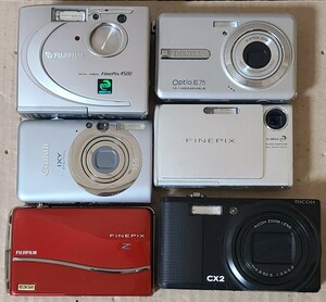 １円~“ジャンク品”デジタルカメラ ６台まとめ売り！/FUJIFILM/Canon/RICOH/PENTAX/