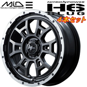 MID ナイトロパワー H6 SLUG ホイール4本 セミグロスガンメタ/フランジDC/リムヴァーレイポリッシュ 6.5J-17inch 4H/PCD100 inset+45