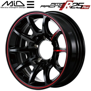 MID RMP RACING R25 Plus ホイール1本 ブラック/リムレッドライン 5.5J-16inch 5H/PCD139.7 inset-25