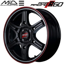 MID RMP RACING R60 ホイール4本 クリスタルブラック/デュアルポリッシュ/レッド&クリア 5.0J-15inch 4H/PCD100 inset+45_画像1