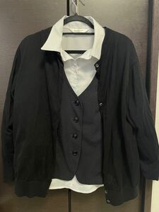 事務　事務服　 ベスト　し シャツ ブラウス カーディガン 黒　大きいサイズ　21号　19号　3xl ユニクロ