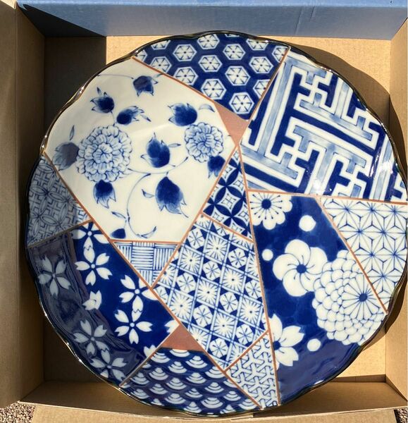 陶器 大皿 藍三昧 新品未使用 美濃焼