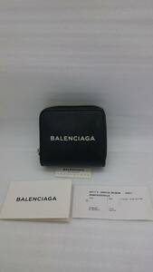 BALENCIAGA バレンシアガ 二つ折り財布 コンパクトウォレット エブリデイ ロゴ印字 革 レザー 黒 ブラック 札幌