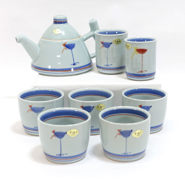 ■有田烧 喜平窑 日式餐具 有田烧 手绘茶具(茶壶), 5 个茶杯, 茶杯套装) (0220480415), 茶具, 茶碗, 件套