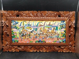 ｐ022006　イ・クトゥッ・ソキ（I Ketut Soki）のバリ絵画　油絵 額装込 壁掛け インテリア 絵画