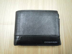 ( え-G1-1080 )Calvin Klein カルバンクライン 二つ折り財布 カードケース お札入れ 小銭入れ ブラック 黒 中古