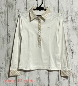995　美品　BURBERRY LONDON　バーバリーロンドン　ポロシャツ　カットソー　バーバリーチェック柄　ホースマーク刺繍　size150