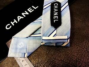 ●bv0403●良品●シャネル【CHANEL】【ストライプ 柄】ネクタイ【人気の超細ナロータイ】