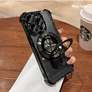iPhone 11 Pro max ケース アイフォン11 プロ マックス カバー 透明 メッキ加工 耐衝撃 レンズ保護 スタンド付き MagSafe充電 選べる5色 gの画像3