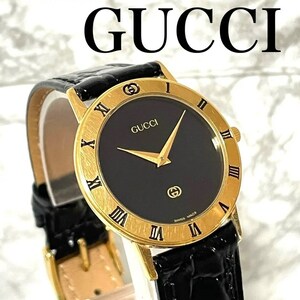 稼動品　GUCCI グッチ　3000J 黒文字盤　腕時計　0211