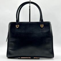 1円 【極上品】 Christian Dior クリスチャンディオール ハンドバッグ トートバッグ 手提げ ビジネス レザー ゴールド金具 ブラック 黒_画像3